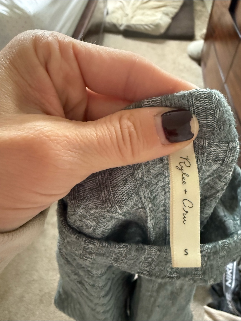 Rylee + Cru Ribbed Wide-Leg Knit Set in Heather Green - Picture 3 of 3